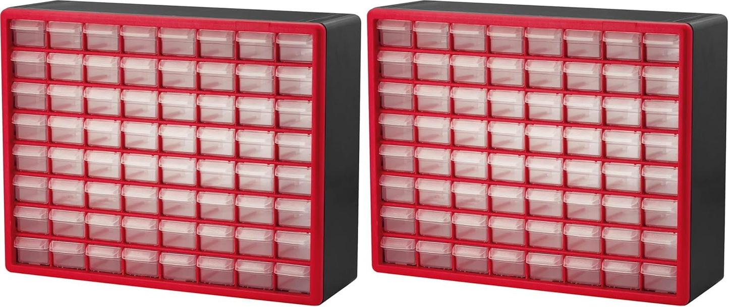 Akro-Mils 24-Drawer Plastic Drawer Storage Cabinet for Garage Organization, Bead Organizer, Building Bricks Storage, Teacher Toolbox, Makeup Organizer, 20" W x 6" D x 16" H, 10124 Black