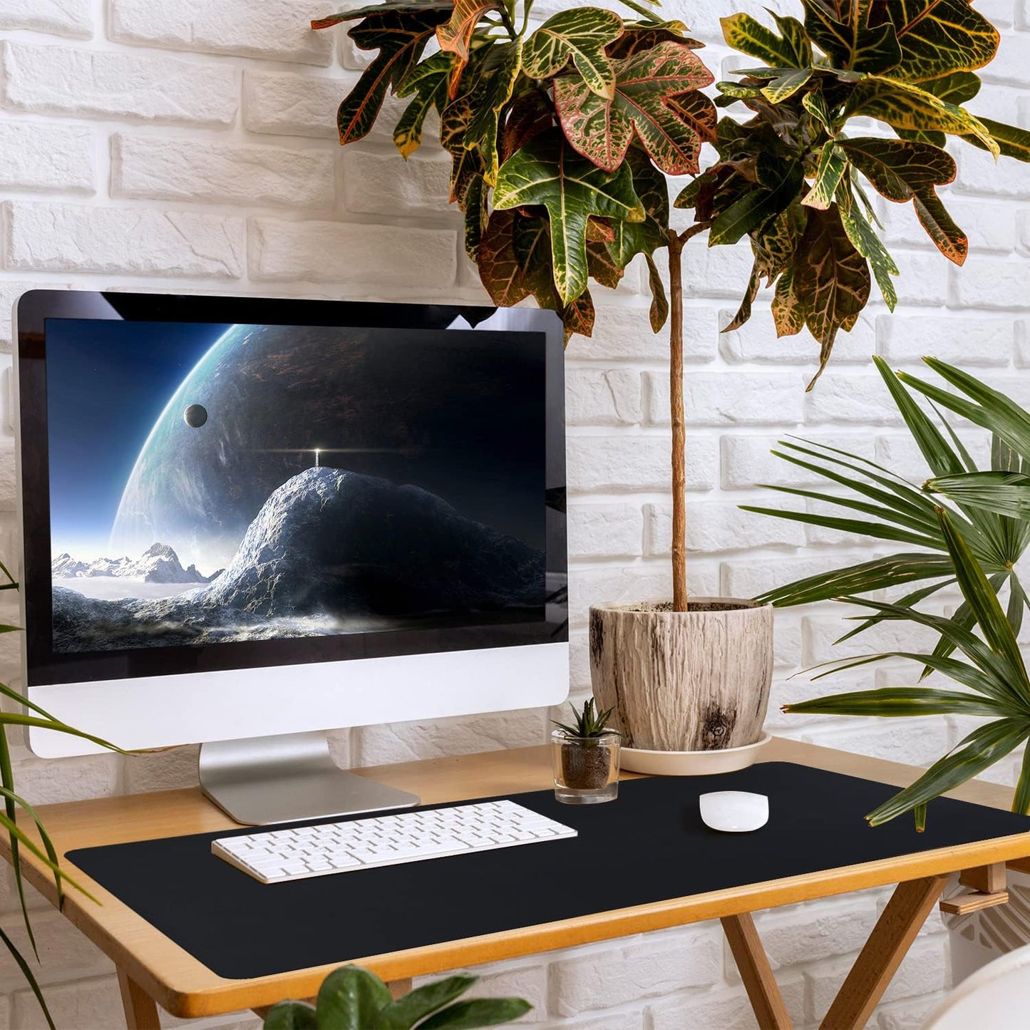 Bloss Leather Desk Pad and Keyboard Wrist Rest, Large Mouse Pad + Keyboard Pad+Mouse Wrist Support, Non-Slip Desk Mat Protector for Office, Home(31.5×15.7 Inches,Beige)
