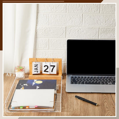 Lincia 12.6 x 10.2 x 2.1 Inches Acrylic Letter Tray Stackable File Paper Tray Acrylic Desk Organizer Clear Holder Desk Accessories for Office Home Library