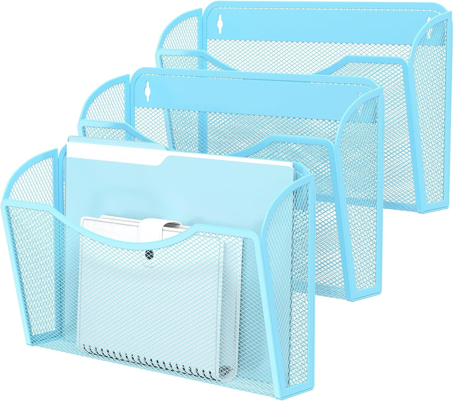 MINDEPOT Wall File Organizer,Hanging Wall Mounted File Folder Binder Holder Mail Organizer for Office,Home and School Supplies