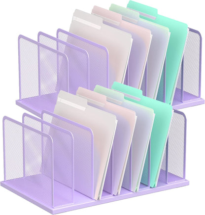 Kuntine.B Desk File Organizer 5 Sections Upright Mesh Desktop Organizer File Sorter Office Organization File Holder for Home, Office & Classroom