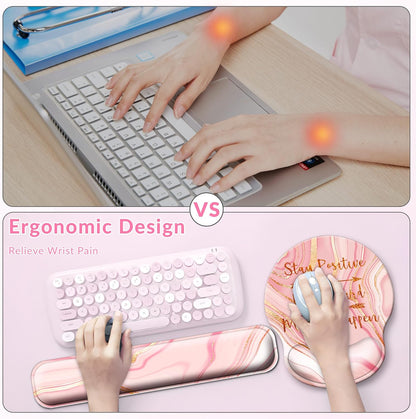 Desk Mat Set + Keyboard and Mouse Pad with Wrist Rest Support,4-in-1 Large Mousepad Computer Mats for Desktop Home & Office-Purple Butterflies