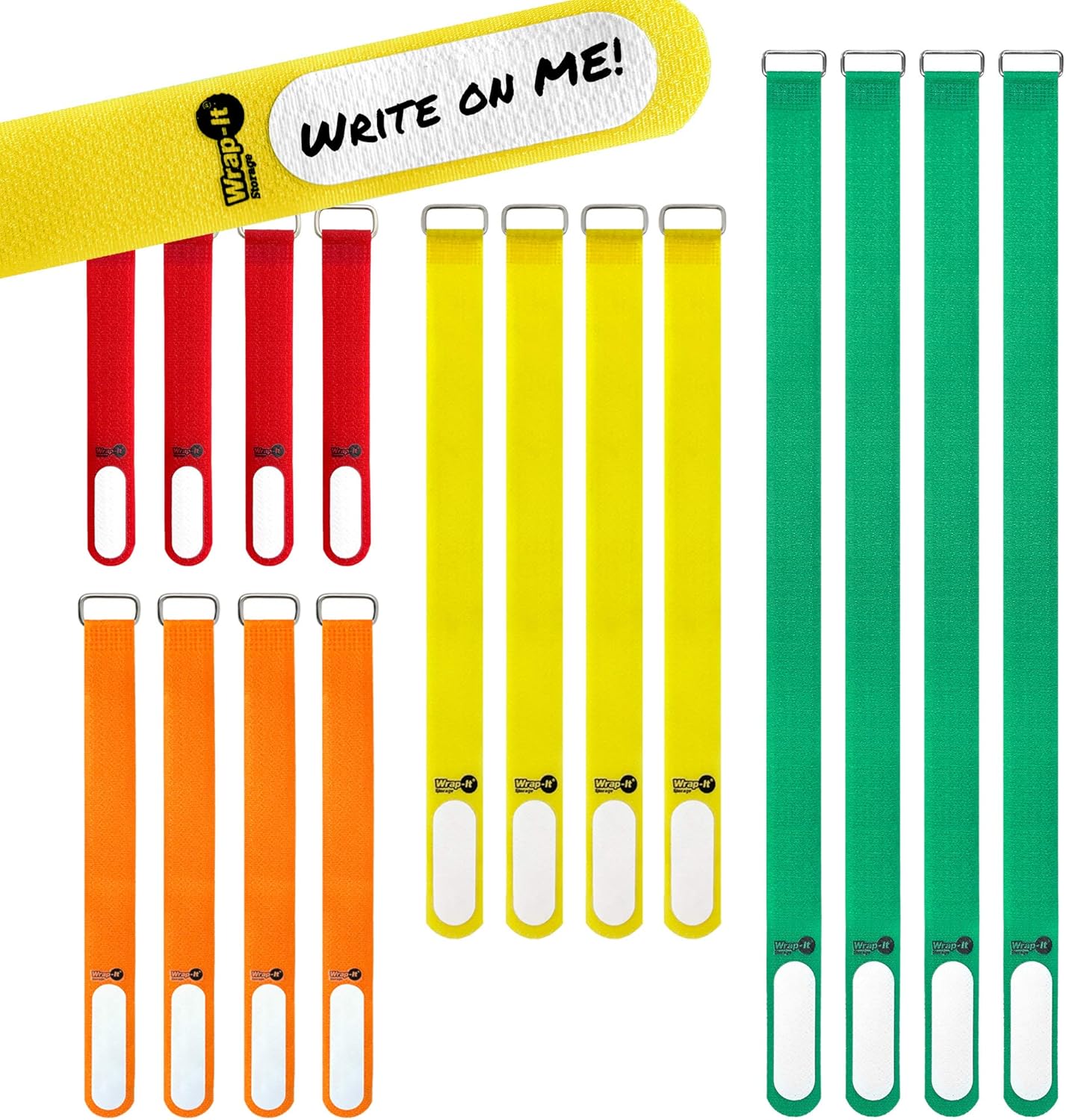 Wrap-It Storage Cinch-Straps, 5" 20 Pack (Red), Features Metal Buckle and Write on Label for Easy Cord Identification and Cable Management, Reusable Multi-Purpose Securing Cinch Straps
