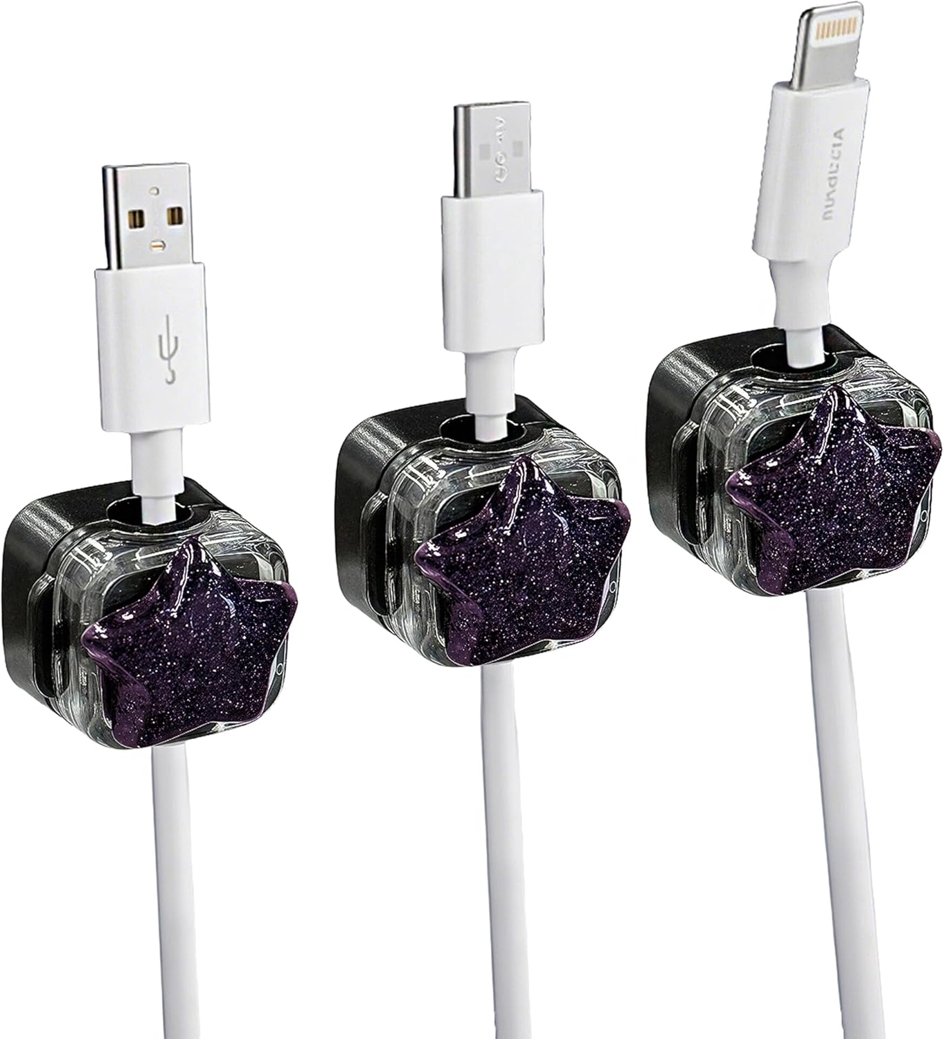 9Pack Magnetic Cable Clips for Nightstand, Adhesive Night-Glowing Cord Holder Organizer for Office Home Desk Wall Car (Star Cat Strawberry)