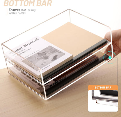 SANRUI Paper Organizer for Desk,Acrylic Stackable Letter Tray, Clear Desk Organizer, Paper Sorter for Office,Home or School,2-Pack
