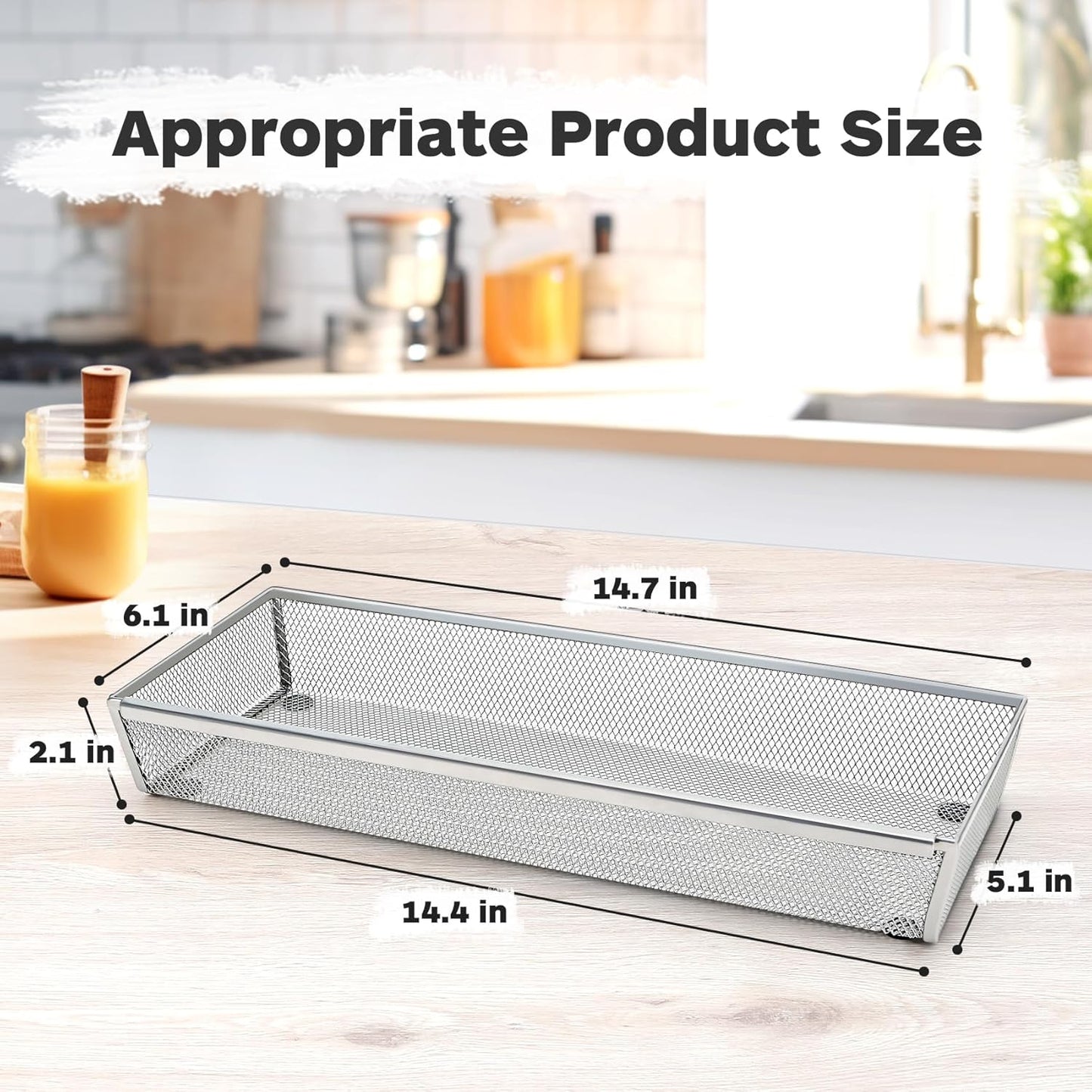 Smgmg Silverware Drawer Organizer, Silverware Organizer for Drawer, 6 Pack Utensil Organizer for Kitchen Drawers, Kitchen Drawer Organizer for Large Utensils with Interlocking Arm (9.6 * 3 * 2 inch)