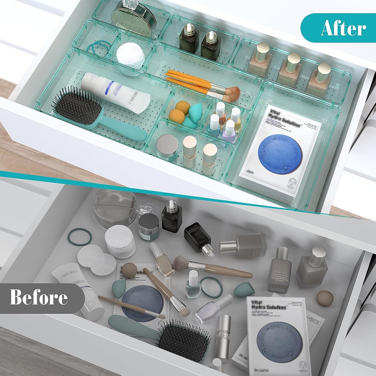 StorMiracle 28 PCS Clear Plastic Drawer Organizers Set, 4 Size Desk Drawer Organizer Trays for Makeup, Jewelry, Kitchen Utensils, Gadgets and Office Accessories