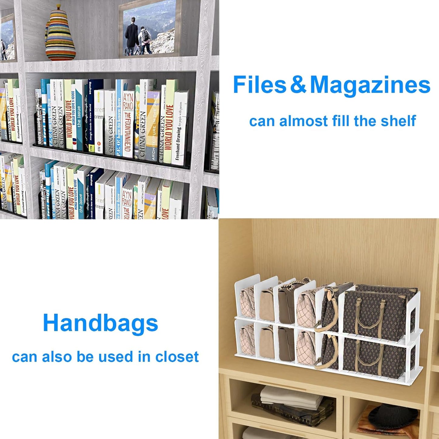 Adjustable Vertical File Sorter Sturdy Plastic Expandable Upright File Holder, Desktop Binder Organizer, School Office File Organizer Bookshelf Divider, Assemble Easily Endlessly, Black