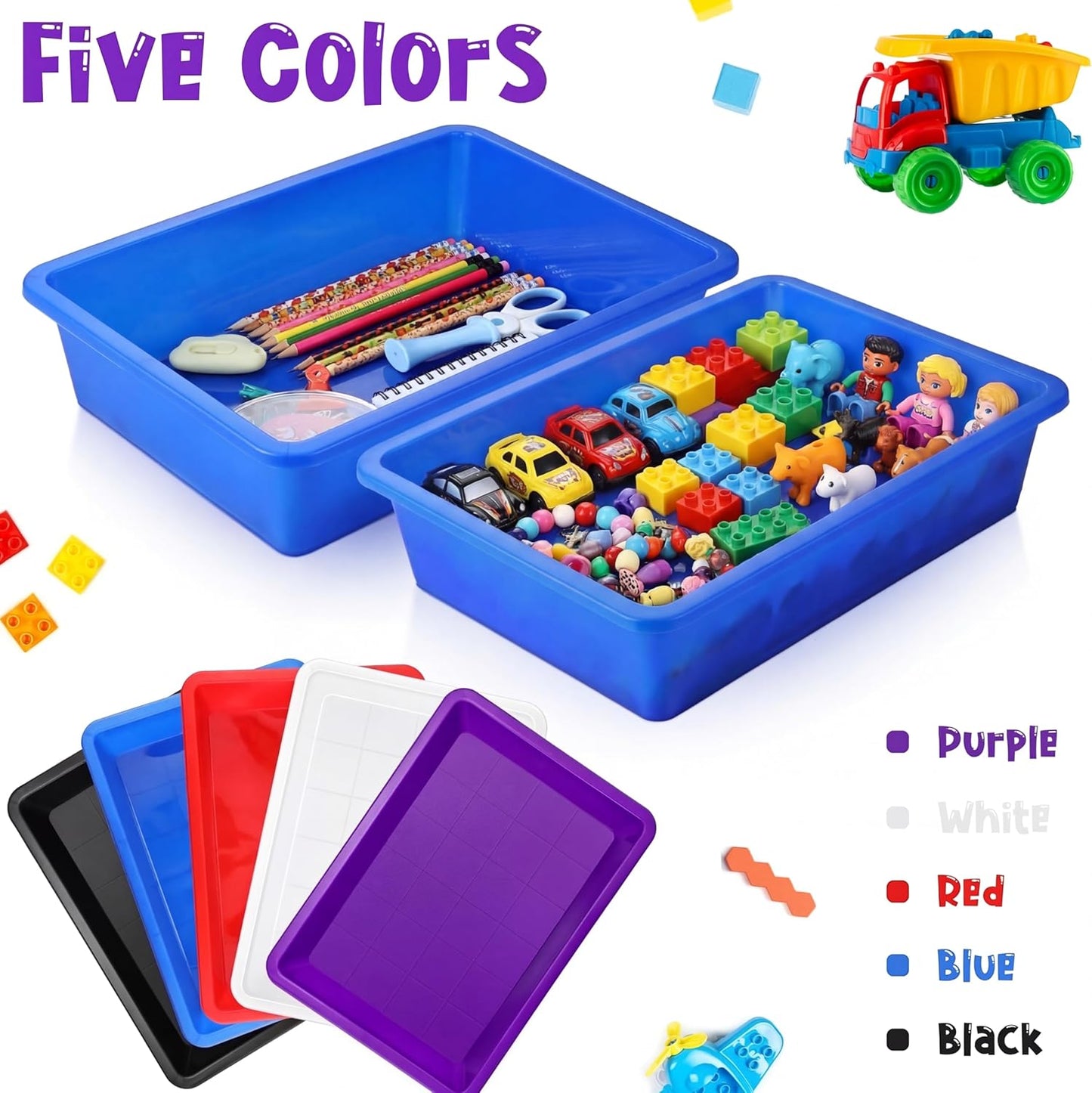 Hoteam 10 Pcs Flat Storage Organizer Tray Bin Paper Tray for Classroom Plastic Stackable File Organizer for School Office Teacher Book Organization(Clear,13.78 x 9.84 x 3.15 Inch)