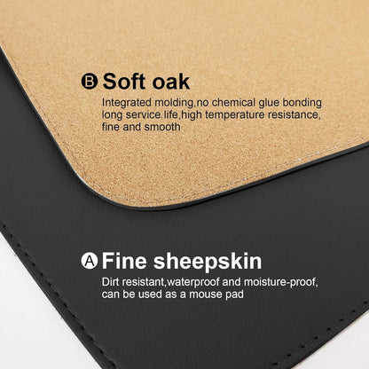DAWNTREES Dual Sided Desk Mat,Leather Desk Pad,Cork Desk Mat Protector,with PU Leather Valet Tray Organizer,Large Mouse Pad,Desk Writing Pad for Office and Home(Dark Green 31.5"x15.8")