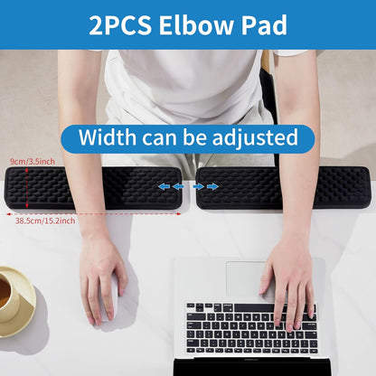 MEKASS L-Shaped Desk Elbow Pad for Desk, Memory Foam Elbow Support Padding with Non-Slip, 2-Piece Ergonomic Desk Edge Cushion, Wrist Comfort Support for Office Home (Diamond Black)