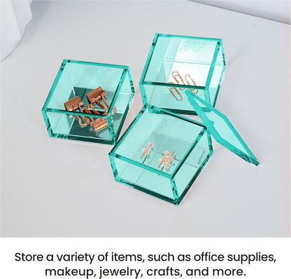 OfficeGoods 3-Tier Stackable Acrylic Holder- Stylish Desk Organizer and Storage for Office or Home – Transparent Round Design with Gold Metal Base