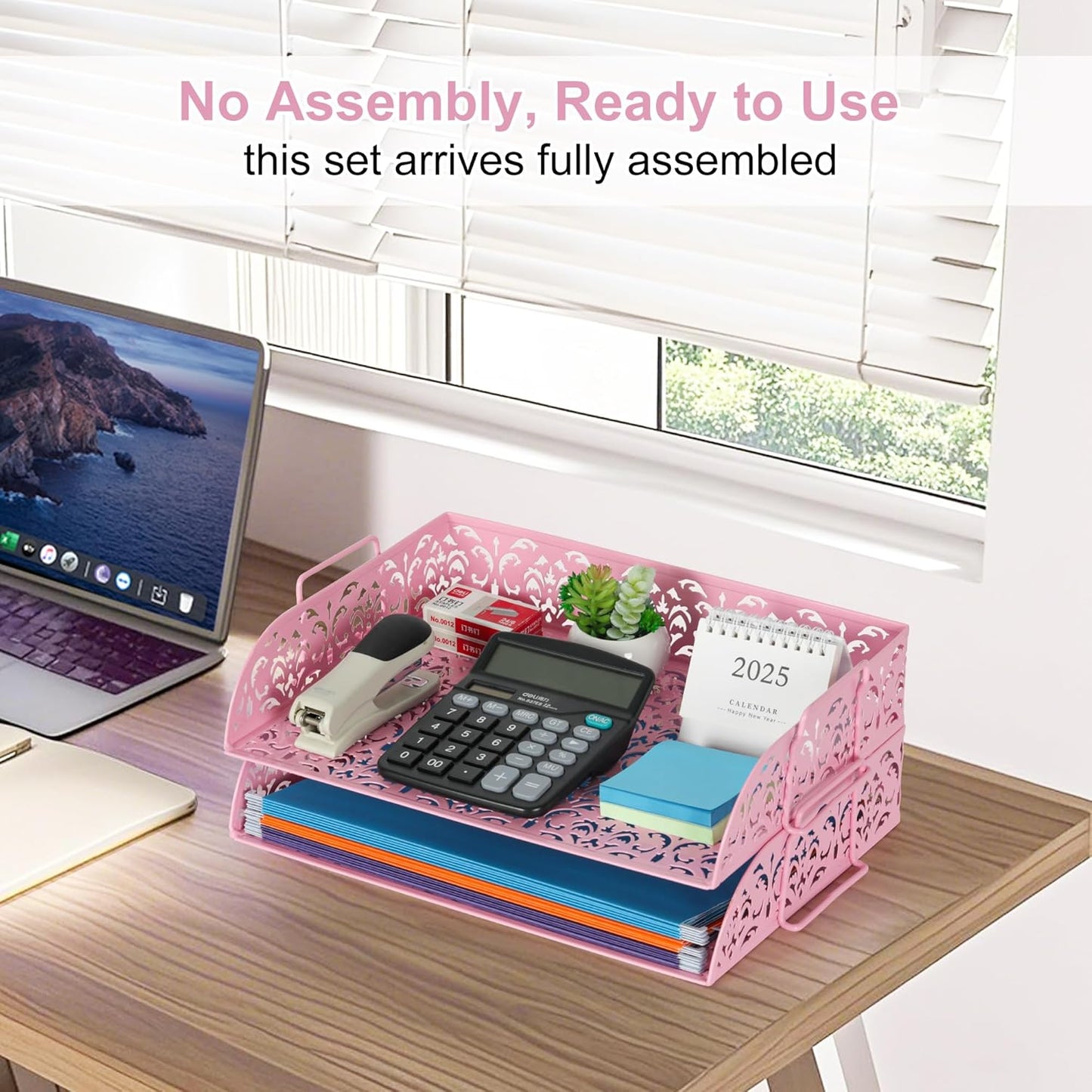 EasyPAG Paper Organizer for Desk 2 Tier Stackable Paper Tray for A4 Legal Size Folders Metal File Storage Desktop Organizer for Home Office School Teacher, Black