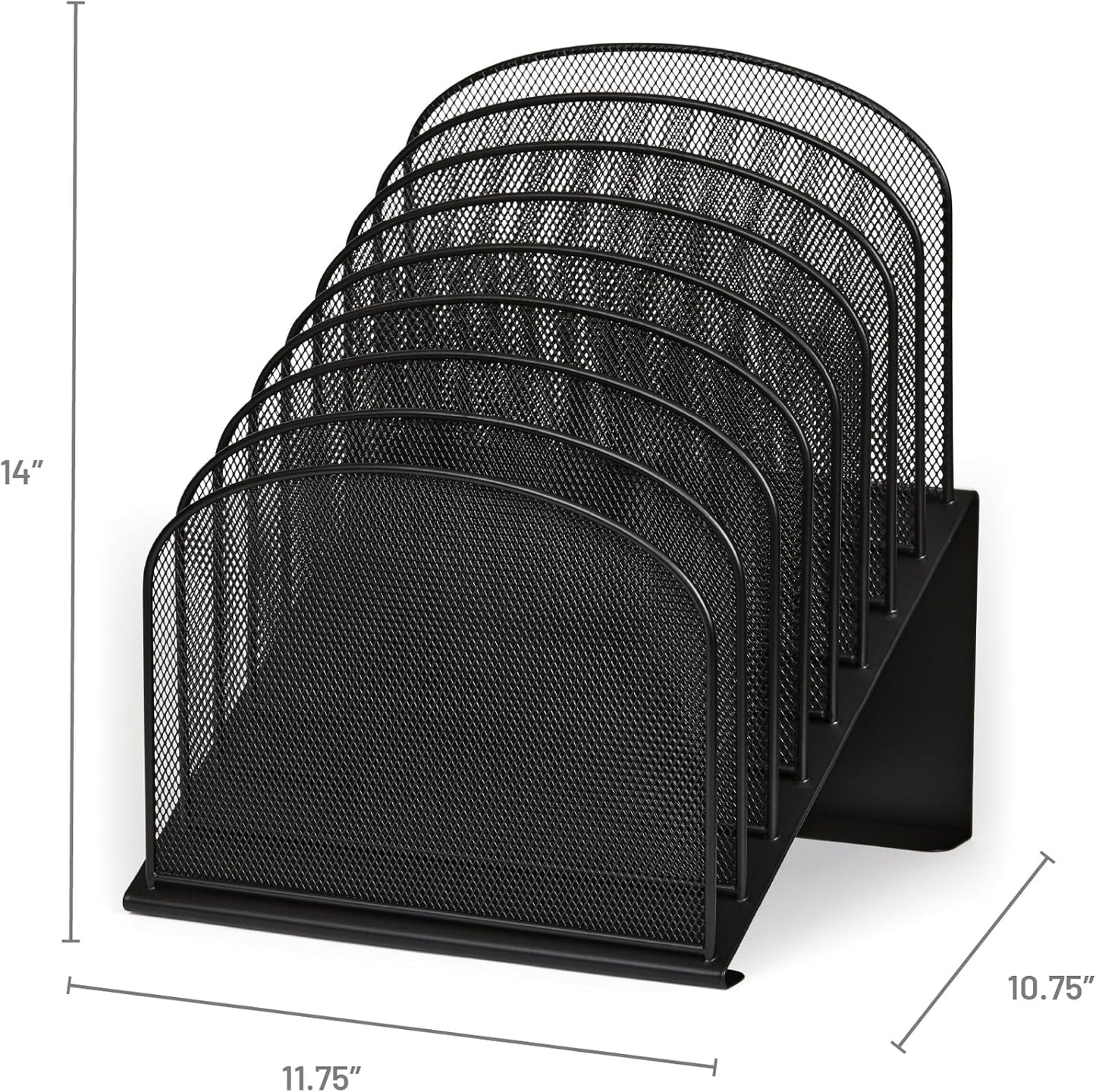 Safco Onyx Desk Organizer, 8 Tiered Vertical Compartments, Office and Classroom Mailbox , Paper and Mail Sorter, Steel Mesh, Black