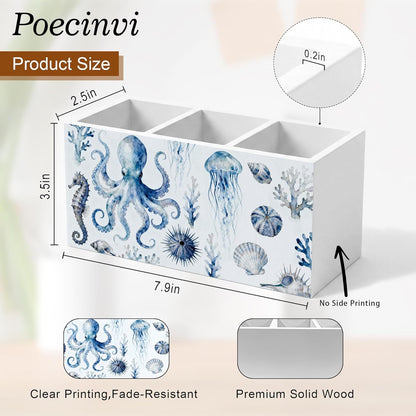Blue Coquette Bow Pen Holder for Home Office Desk, Girly Office Decor, Preppy Blue Ribbon Bow Aesthetic Wooden Box Sign Pencil Holder for Desk Shelf Organizer