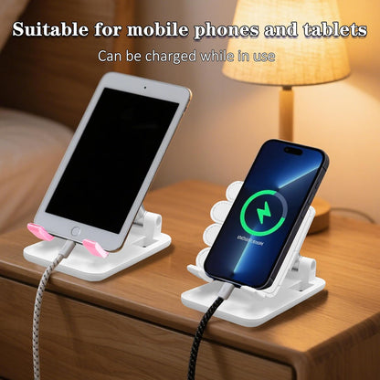 Mother's Day 2 Pack Black&Pink Thumbs Up Foldable Cell Phone Stand Holder for Desk,Adjustable Silicone Anti-Slip Compatible with All Mobile Phones,Cool Gadgets Fun Desktop Accessory