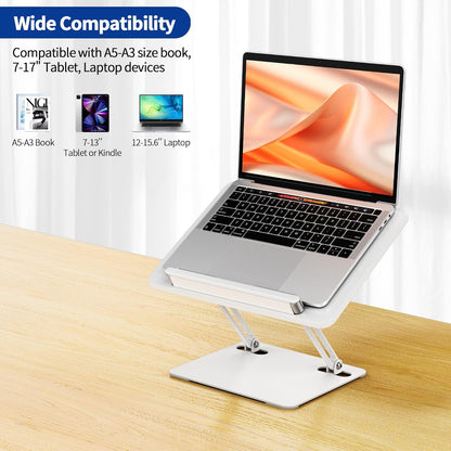 BESIGN BS01 Book Stand for Reading, Adjustable Book Holder, Ergonomic Laptop Stand with Elastic Page Clips for Music Scores, Recipe, Tablet, Laptop (Black)