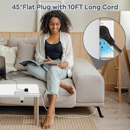 Desk Clamp Power Strip USB C - Charging Station for Multiple Devices - Multi Plug Outlet Extender - Desktop Mount Surge Protector with 4 Outlets 4 USB Ports for Phone, Tablet, Computer