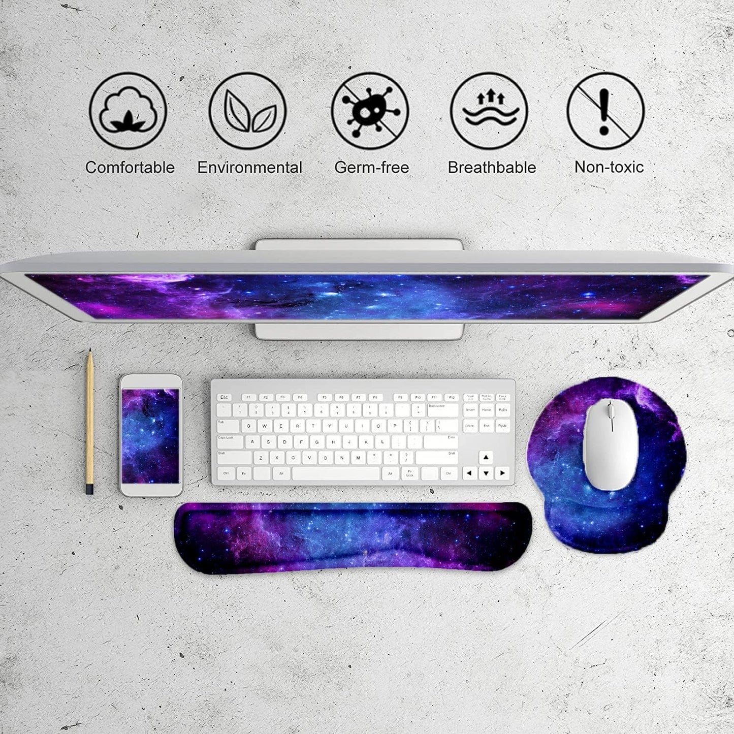 LATEEFAH Mouse Pad with Wrist Rest, 3-in-1 Gaming Mouse Pad, Keyboard Wrist Rest, Ergonomic Memory Foam Mousepad with Wrist Support for Computer Keyboard