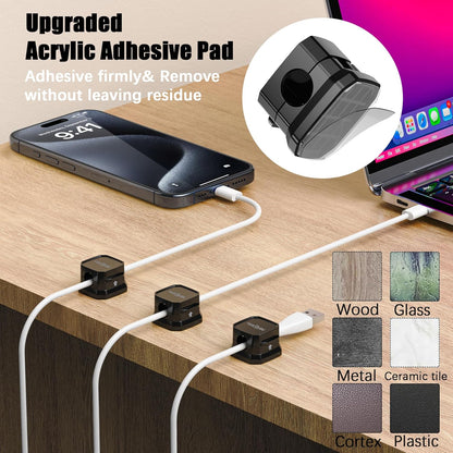 [9 Pack] Magnetic Cable Clips,Easy to Adjust Cables or Wires,Enhanced Adhesive Wire Holder Keeper Organizer,Desk Cable Management, NIRXUBLA Cable clips for office,car,kitchen,workspace,Bedroom (White)