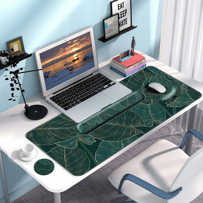 Desk Mat Set + Keyboard and Mouse Pad with Wrist Rest Support,4-in-1 Large Mousepad Computer Mats for Desktop Home & Office-Purple Butterflies