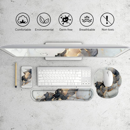LATEEFAH Mouse Pad with Wrist Rest, 3-in-1 Gaming Mouse Pad, Keyboard Wrist Rest, Ergonomic Memory Foam Mousepad with Wrist Support for Computer Keyboard