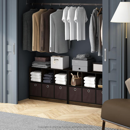 Furinno Cubic Closet Organizers and Storage, 6-Cube Closet Organizer with Bins, Open Shelf Storage, for Wardrobe, Bedroom, Living Room, White