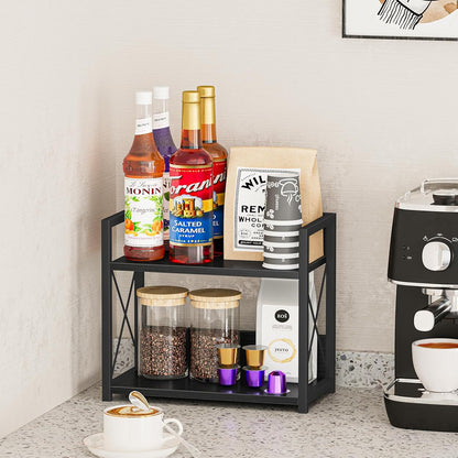 Giikin Countertop Shelf Organizer, 2 Tier Kitchen Spice Rack Organizer for Countertop, Wood Coffee Counter Shelf Organizer for Home (Bamboo, S)