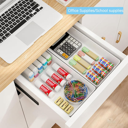Mesh Tray Silverware Drawer Organizer, Utensil Cutlery Tray Office Supplies with Interlocking Arm Drawer Dividers Organizer for Flatware, Knives,Home,Office, School,Bedroom 12X6'' Black