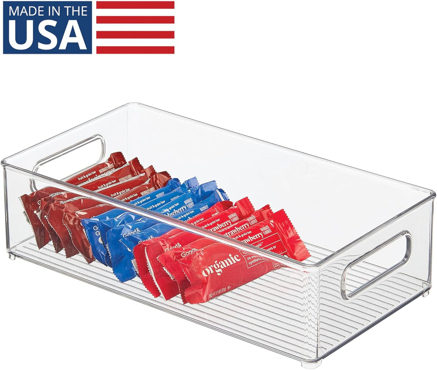 iDesign Stackable Fridge Bin - Storage Bin for Freezer or Pantry, Set of 2, Clear, Made in USA