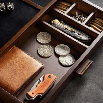 DGWJSU Phone Docking Station as Gifts for Men, Wood Pistol Rack As Nightstand Organizer for Gun Safe, Phone Charging Station as Gifts for Him Boyfriend Husband Father in Anniversary Birthday Christmas