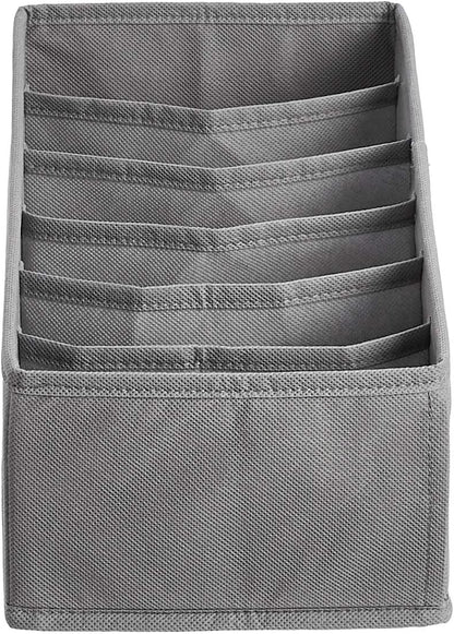 Amazon Basics Collapsible Cloth Drawer Organizer Boxes for Socks, Underwear and Baby Clothes, Storage Bins, Gray, Set of 6