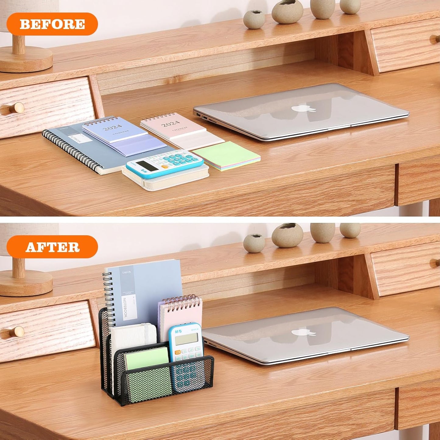 2 Pieces Desk Mail Organizer, Metal Mesh Small File Holders Letter Organizer, Bill/Document/Filing/Folders/Paper Organizer for Desktop (BLACK-2PCS)