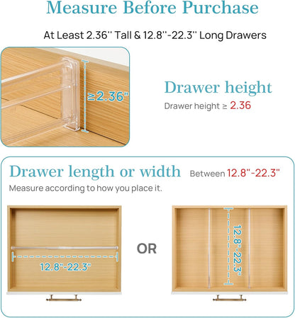 Vtopmart 8 Pack 6" Tall Upgrade Drawer Dividers for Big and Deep Drawer, 12.8"-22.3" Adjustable Expandable Dresser Drawer Organizer, Clear Plastic Separators for Dresser, Baby Supplies, Kitchenware
