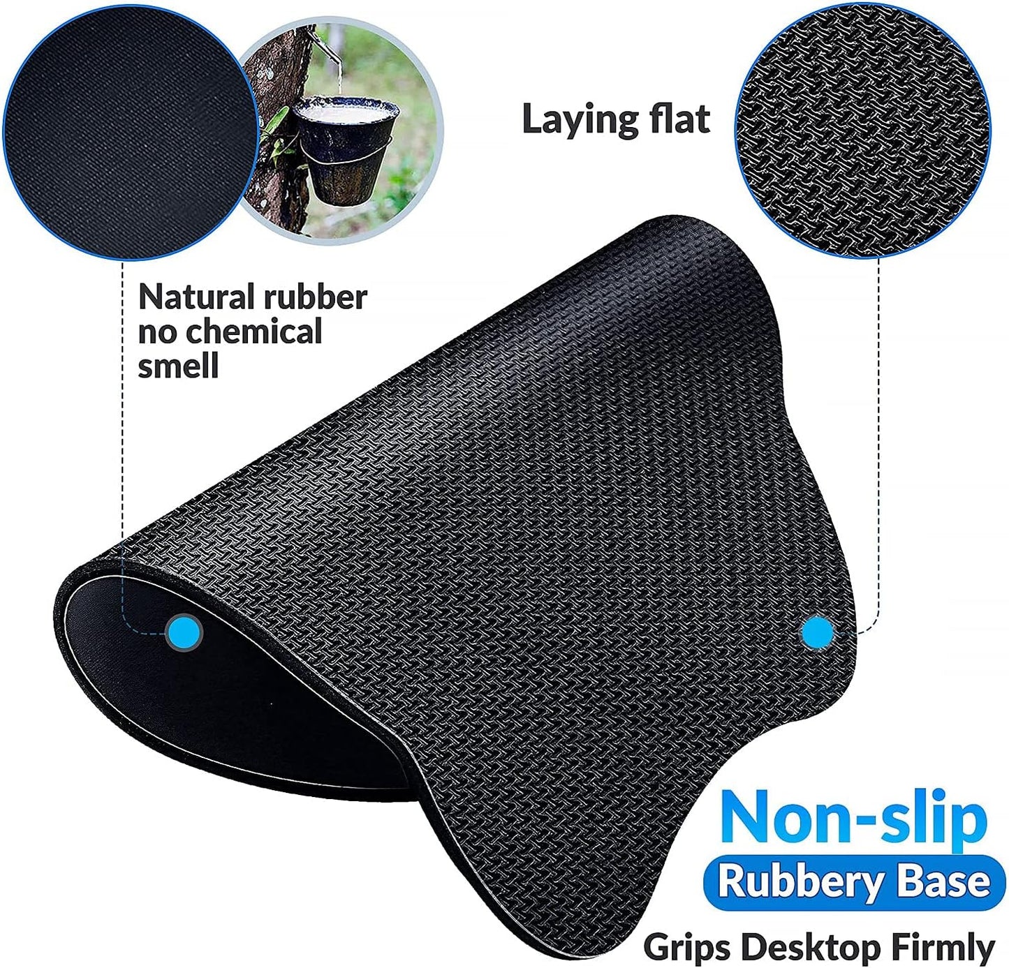 Gimars Elongate Smooth Lycra Fabric Ergonomic Mouse Pad Wrist Support, Gel Memory Foam Cushion Set Keyboard Wrist Rest Support, Pain Relieve for Computer, Laptop, Office, School, Home, Gaming, Black