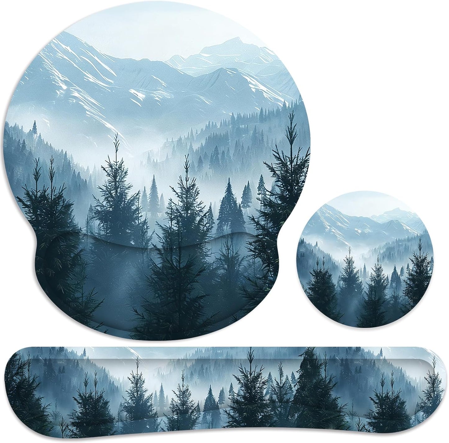 Ergonomic Mouse Pad with Wrist Rest and Keyboard Wrist Rest, Memory Foam Wrist Rest for Computer Keyboard, Easy Typing, Pain Relief, Mouse Pad Wrist Support for Gaming,Office, Laptop, Black Flower