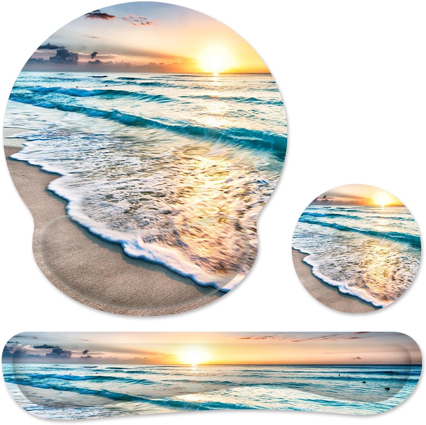 Ergonomic Mouse Pad with Wrist Rest and Keyboard Wrist Rest, Memory Foam Wrist Rest for Computer Keyboard, Easy Typing, Pain Relief, Mouse Pad Wrist Support for Gaming,Office, Laptop, Black Flower