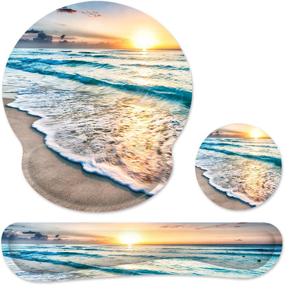 Ergonomic Mouse Pad with Wrist Rest and Keyboard Wrist Rest, Memory Foam Wrist Rest for Computer Keyboard, Easy Typing, Pain Relief, Mouse Pad Wrist Support for Gaming,Office, Laptop, Black Flower