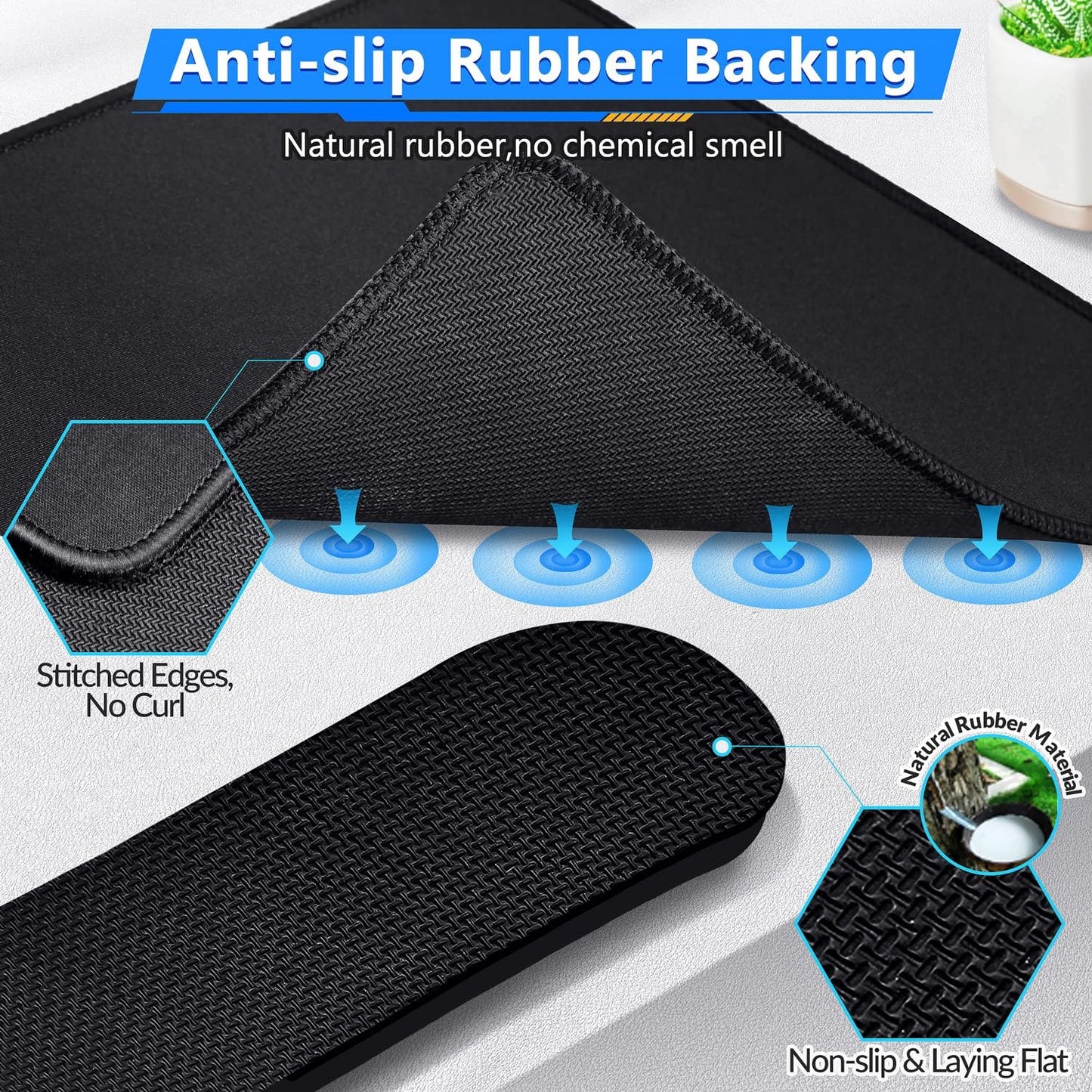 Gimars Upgrade Enlarge Silky and Superfine Fabric Gel Memory Foam Keyboard Wrist Rest Set, Ergonomic Keyboard Mouse Wrist Support for Typing Pain Relief, Comfort for Office, Gaming, Computer