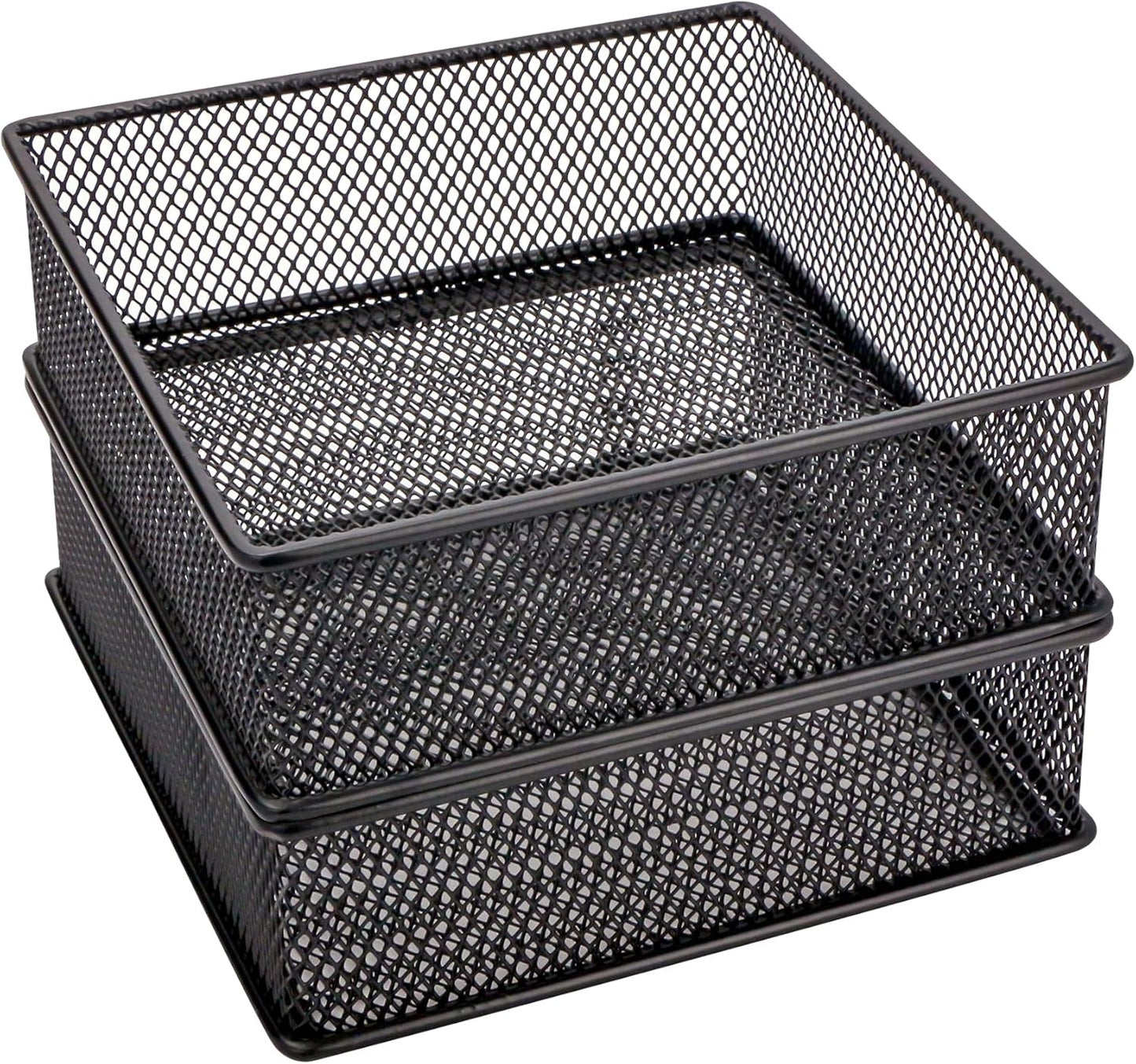Annova Stackable Mesh Drawer Cabinet and Shelf Organizer Bins Storage Basket School Office Supply Holder Tray- Set of 2 (Gold, 3x3x2 Inch)