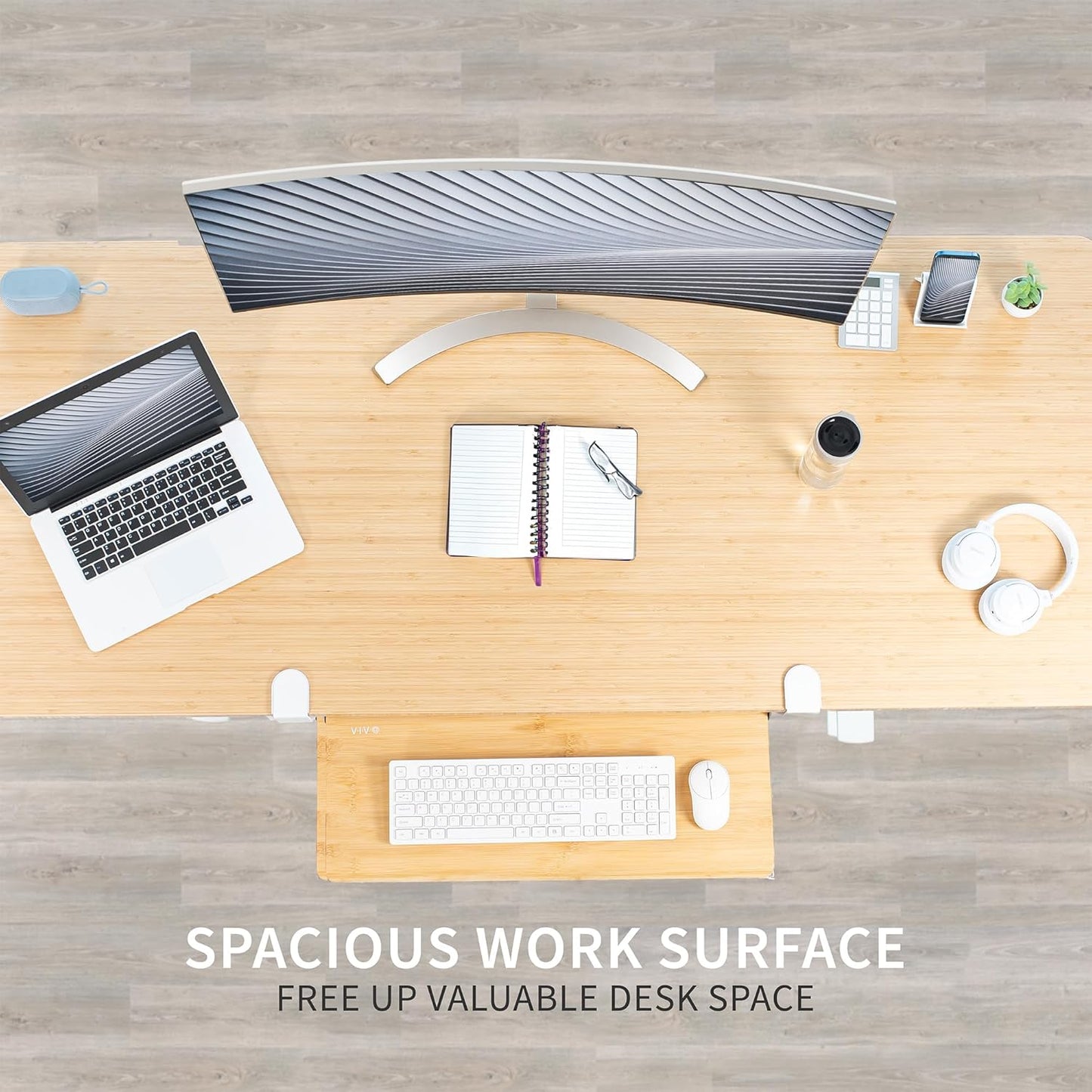 VIVO Large Clamp-on Computer Keyboard and Mouse Under Desk Slider Tray, 27 x 11 inch Pull Out Platform Drawer, White, MOUNT-KB05W