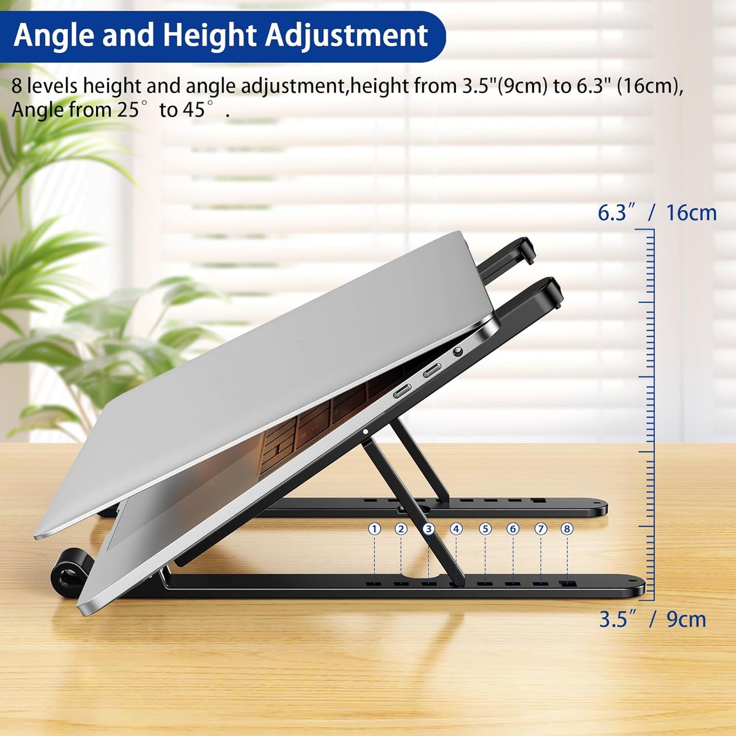 BESIGN LS01 Pro Ergonomic Laptop Stand, Plastic Laptop Riser, Portable and Adjustable Notebook Computer Holder Compatible with 10-14" Laptops (Black)