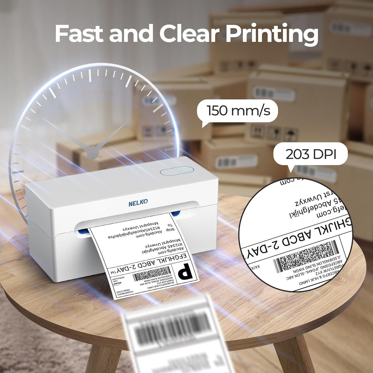 Nelko Bluetooth Thermal Shipping Label Printer, Wireless 4x6 Shipping Label Printer for Shipping Packages, Support Android, iPhone and Windows, Widely Used for Amazon, Shopify (Black)