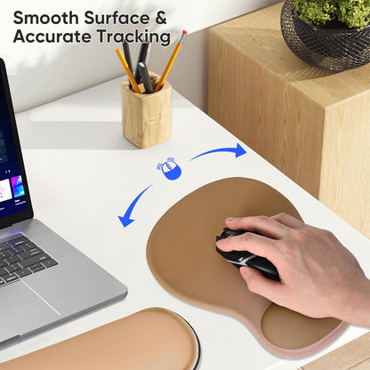 Wrist Rest Support for Mouse Pad Keyboard Set Circle Coaster Gaming Mouse Pad Ergonomic Gel Memory Foam Set for Computer, Laptop, Office, Pain Relief, Comfortably Typing Flowers KM-39