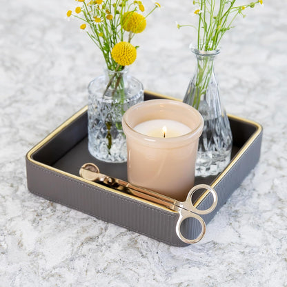 Leather Catchall Valet Tray for Men| Mens Valet Catch All Trays| Bedside Organizer for Nightstand| Cologne Tray for Men| Desk Trays Leather Tray Organizer (Black)