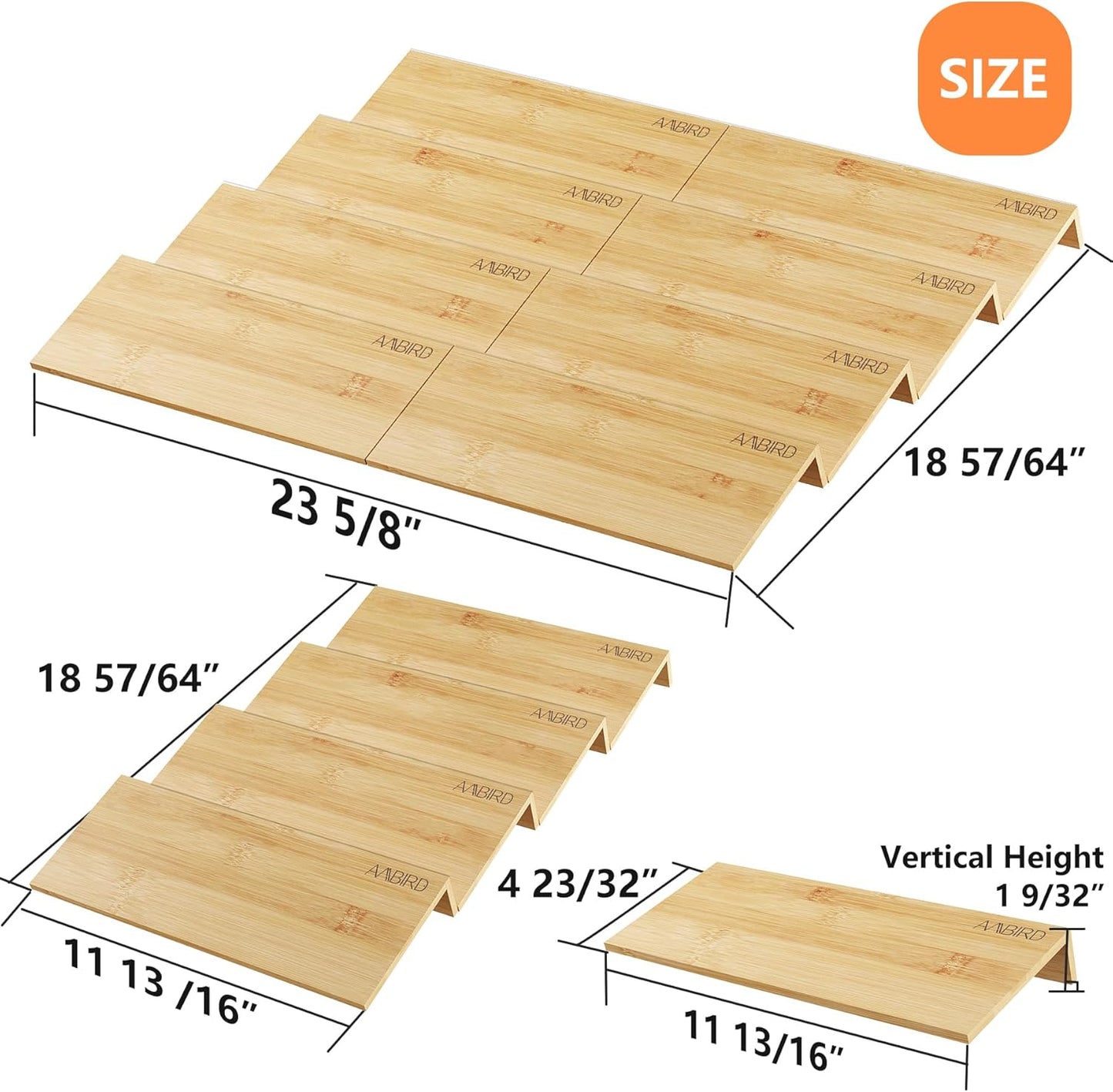 AMBIRD Spice Drawer Organizer, 4 Tier-2 Set Clear Spice Rack Tray Expandable From 11'' to 22'', Seasoning Organizer with non-slip tape for Kitchen, Cabinet, Drawers, Countertop(JARS NOT INCLUDED)