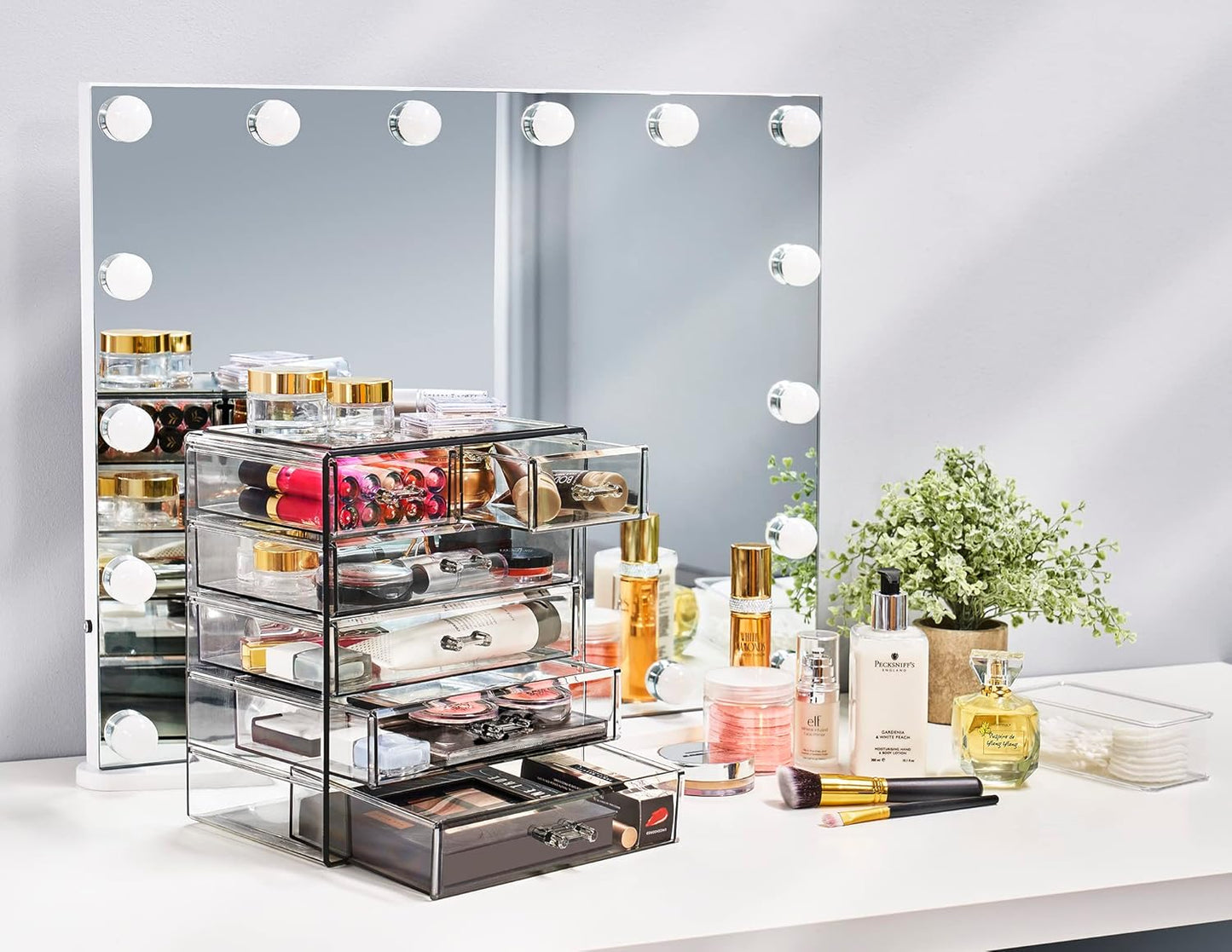 Sorbus Acrylic Makeup Organizer Set, 6-Drawer Vanity & Countertop Cosmetic Storage with Small & Wide Drawers, Clear Makeup Storage for Brushes, Lipsticks, Jewelry – Holiday Gift for Women & Teens