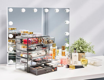 Sorbus Acrylic Makeup Organizer Set, 6-Drawer Vanity & Countertop Cosmetic Storage with Small & Wide Drawers, Clear Makeup Storage for Brushes, Lipsticks, Jewelry – Holiday Gift for Women & Teens