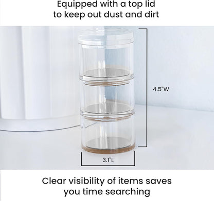 OfficeGoods 3-Tier Stackable Acrylic Holder- Stylish Desk Organizer and Storage for Office or Home – Transparent Round Design with Gold Metal Base