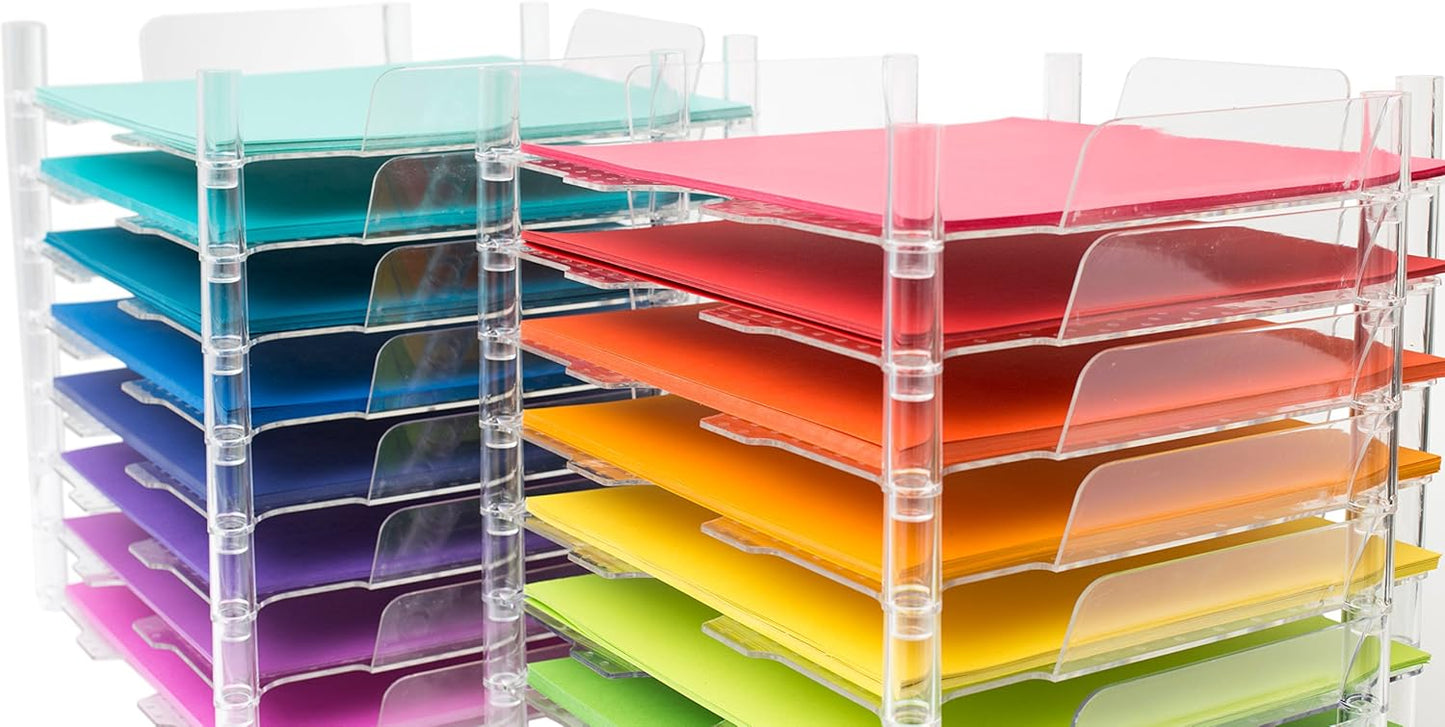 We R Memory Keepers 12x12 Inch Paper Trays, for Storing Paper, Embellishments, Tools, and More, Organization System, 4-Pack of Acrylic Trays, Easy Assembly, and Storage